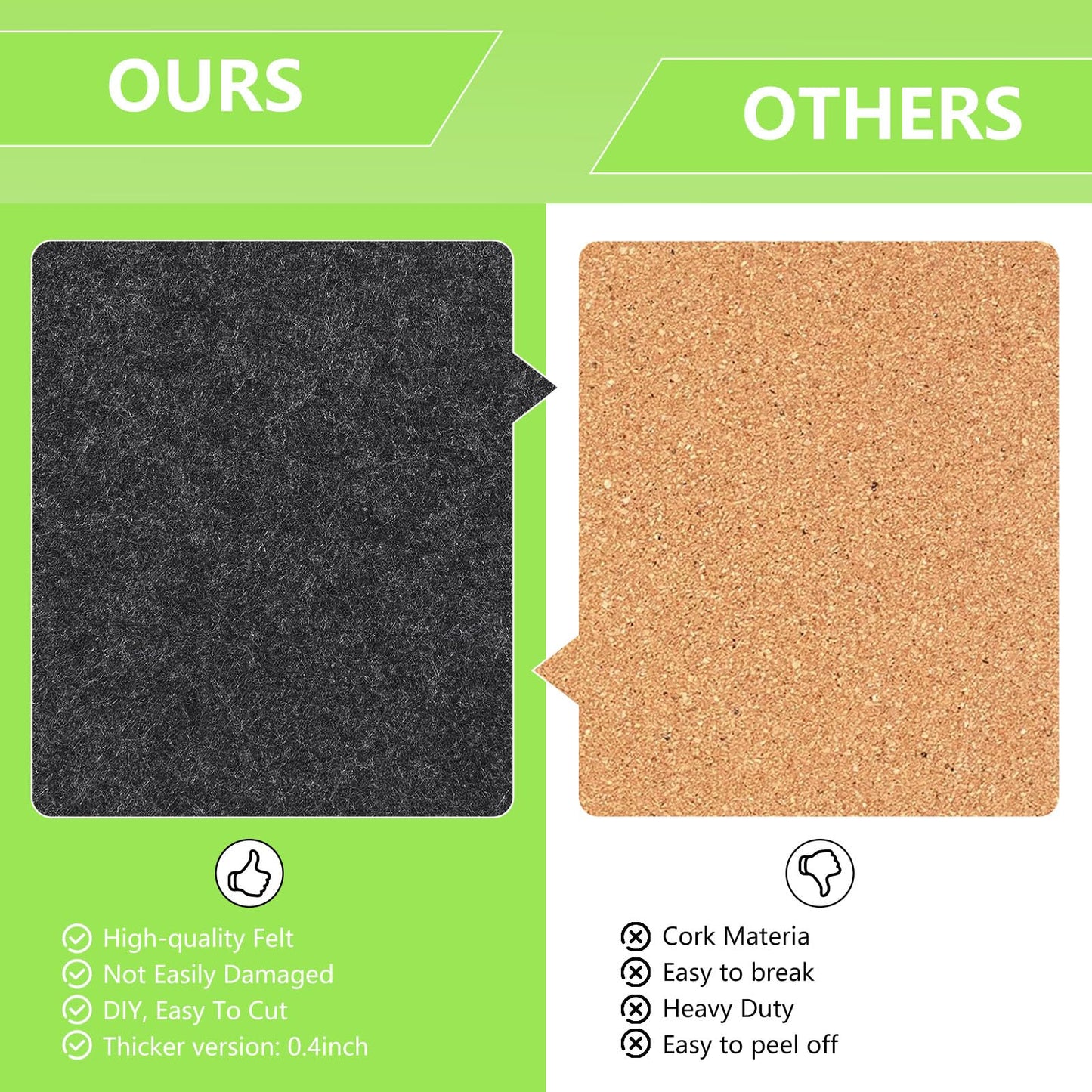 8 Packs Green Hexagon Felt Pin Board, 12" Bulletin Board with 30 Push Pins, Felt Board for Home Kitchen Office Decor, Self-Adhesive Corkboard Tiles for Walls School Message Photos Memos