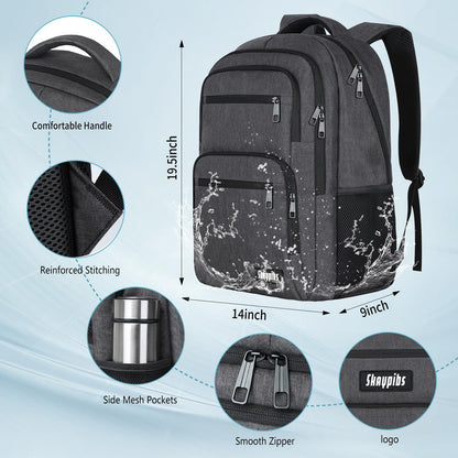 Skaypibs Backpck for Men Women, School Backpack for Boys Girls Teen, 17.3 inch Laptop Back Pack with Reinforced Straps for travel, Work backpack,book bag, Bookbag Mochilas para hombres Black