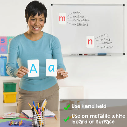 Attractivia Magnetic Big Montessori Alphabet ABC Flash Cards - 52 Sturdy Uppercase & Lowercase Large Letters, Black - for Classroom Teachers, Homeschool, ESL, Kids and Adults