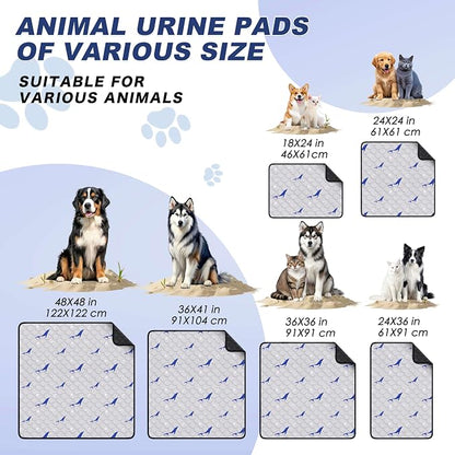 WanpeeGoo Washable Pee Pads for Dogs, 2Pack Reusable Puppy Pads, Super Absorbent & Leakproof Dog Pads, Anti-Slip Dog Pee Pads for Puppy Training & Incontinence, Dolphin Pattern 36"x41"