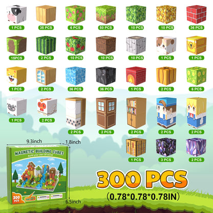Fitrobust 300PCS Magnetic Blocks, Magnetic Building Blocks, 0.78in Magnetic Building, STEM Game Stacking Toys for Kids, Birthday Gifts for Boys and Girls Age 3+ Years Old