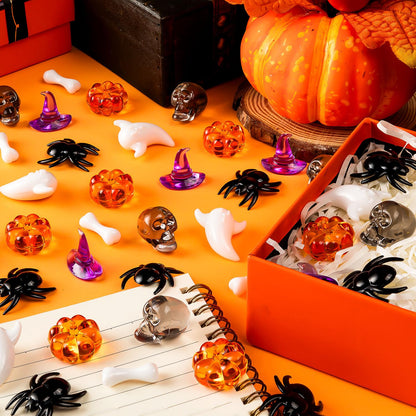 ZHWKMYP 220 Pcs Halloween Vase Filler, Mini Acrylic Pumpkin Ghost Skull Spider Witch Hats Gems for Centerpieces Table Decorations, Halloween Sensory Bin Filler Decor for DIY Crafts