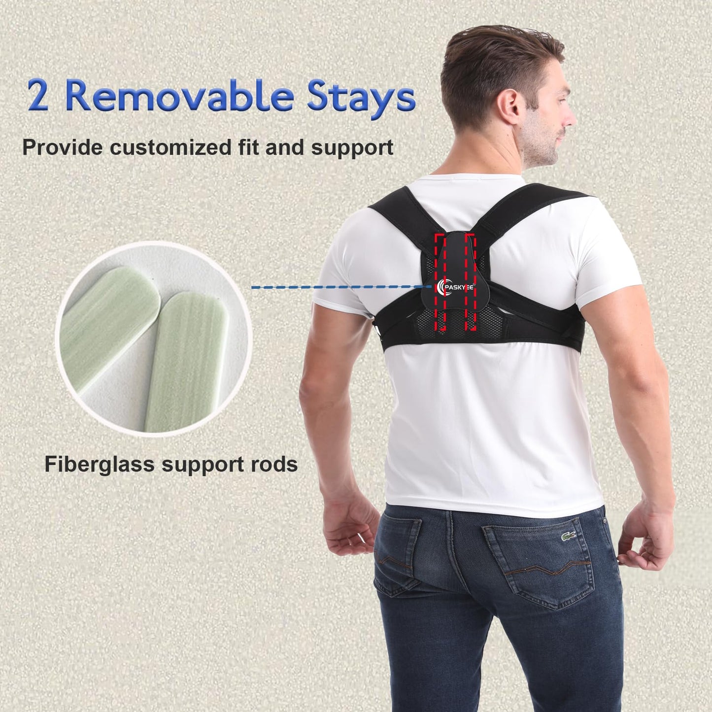 Paskyee Posture Corrector for Women and Men, Adjustable Back Brace for Neck, Shoulder, and Upper Back Pain Relief, Back Straightener for Clavicle Support Black L/XL