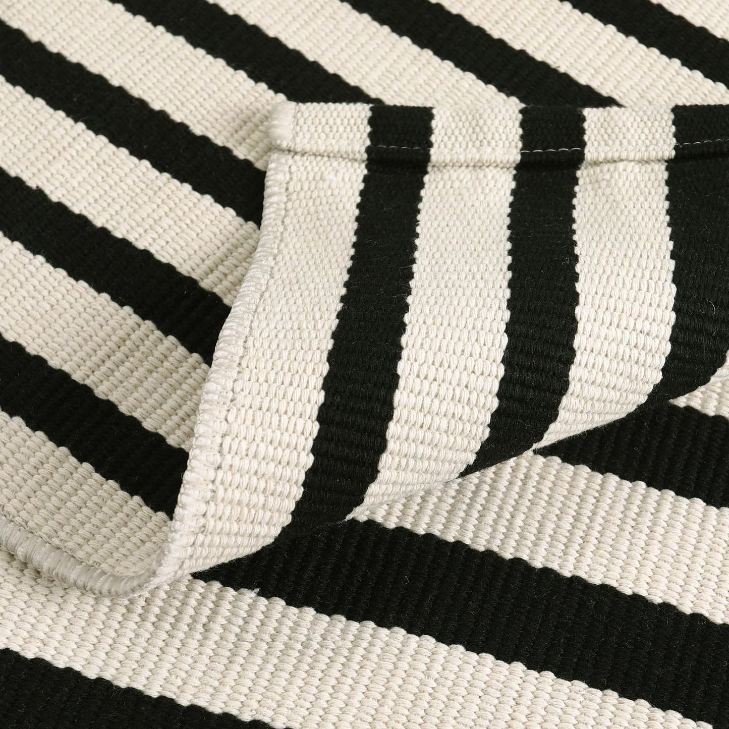 Black and White Outdoor Rug, 2x4.3 Striped Front Door Rug Cotton Hand-Woven Reversible Entryway Rugs Welcome Layered Doormat Porch Rugs for Entrance Decor Farmhouse Kitchen