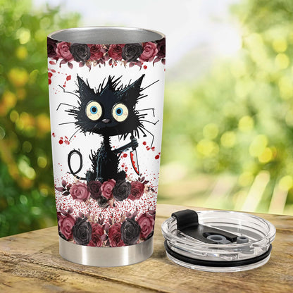 34HD Crazy Cat Tumbler with Lid, 20 oz Stainless Steel Vacuum Insulated Put You In The Trunk Mug, Funny Gifts for Cat Lover Women Men, Black Kitty Gifts for Birthday Halloween Christmas