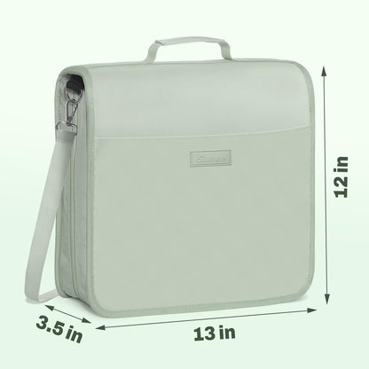 SUNEE Zipper Binder 3 Ring, 3 Inch O-Ring with Handle and Shoulder Strap, 600-Sheet Capacity, 5-Tab Expanding File Folder, Multi-Pockets for Middle School Organizer Binder with Zipper, Sage Green