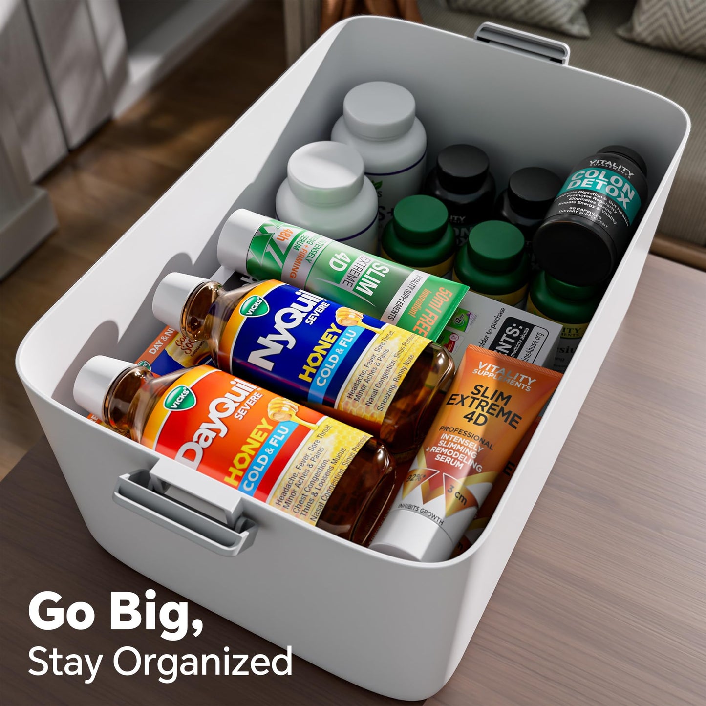 CTIME 3-Tier Medicine Organizer with Pill Case - Portable Pill Case & Empty First Aid Kit for Home, Travel, RV, School, Dorm, Ideal Elderly, Father Gift