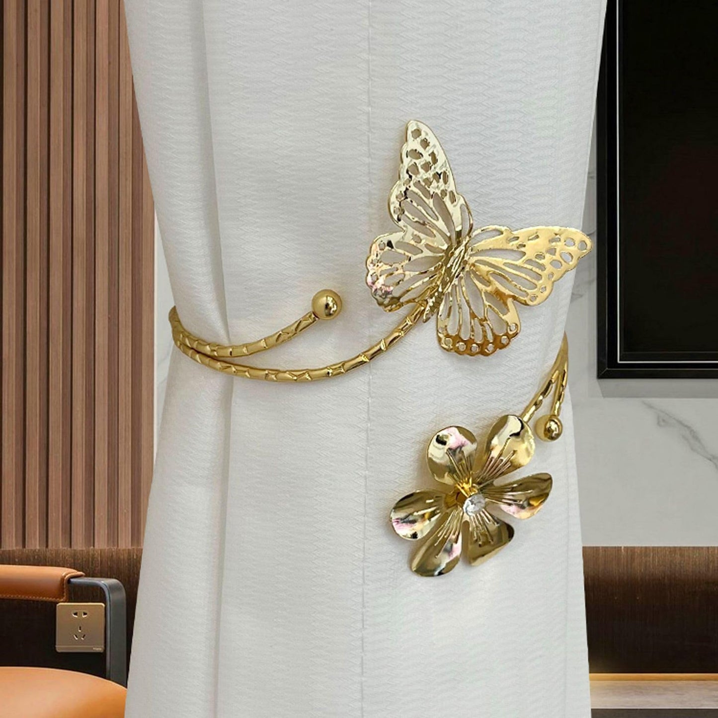 Lagnlnaoy 2pcs Metal Butterfly Curtain Tieback DTY Beautiful Curtains Tie Backs Exquisite Light Luxury Fashion Curtain Binding Strap New Home Housewarming Gifts