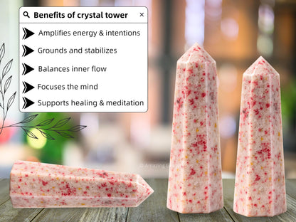 Amazing Gemstone Cinnabarite Crystal Towers - Natural Healing Crystal Point Obelisk for Reiki Healing and Crystal Grid (3" to 4" INCH)