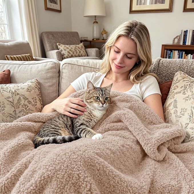 Exclusivo Mezcla Fleece Bed Blankets Queen Size, Ultra Soft, Lightweight and Fuzzy Camel Blanket for Women, Home Decor, 90x90 Inches
