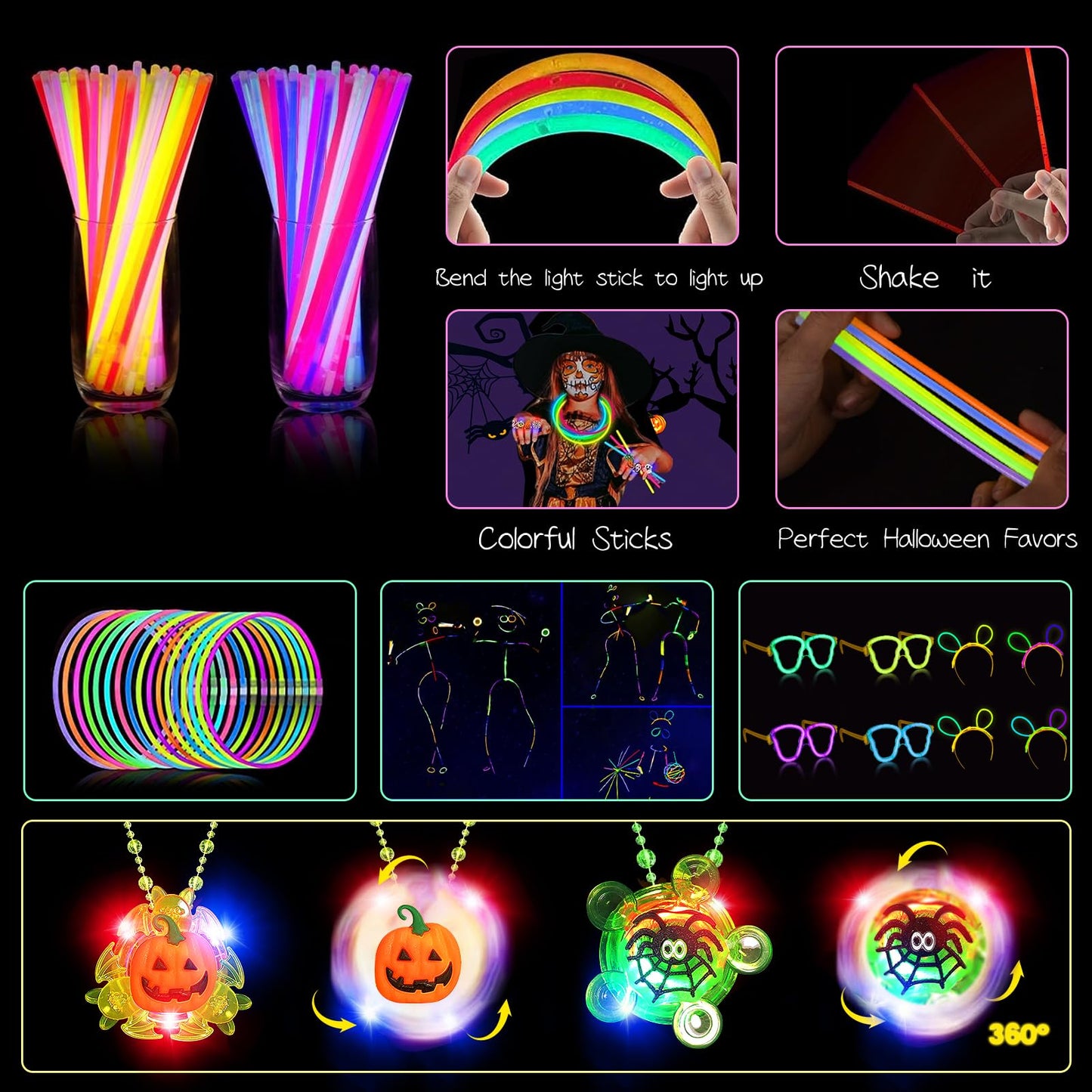 iRugosa hapfyer 124PCS Halloween Party Favors for Kids, Glow in the Dark Toys Bulk for Halloween Treat Bags Goodies Bags Fillers/Halloween Gifts Party Supplies
