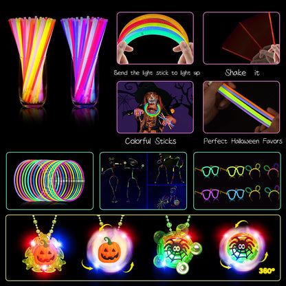 iRugosa hapfyer 124PCS Halloween Party Favors for Kids, Glow in the Dark Toys Bulk for Halloween Treat Bags Goodies Bags Fillers/Halloween Gifts Party Supplies