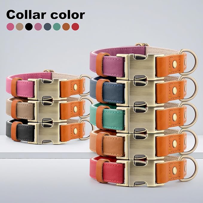 Plutus Pet Genuine Leather & Hemp Dog Collar – Adjustable Heavy Duty Pet Collar with Quick Release Metal Buckle, Soft & Stylish for Puppy and Small, Medium, Large Dogs (Purple, XS)