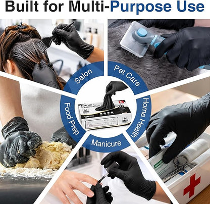 Schneider Medical Nitrile Exam Gloves, 4 Mil Black Gloves Disposable Latex Free Powder Free, Food Safe for Cooking, Food Prep