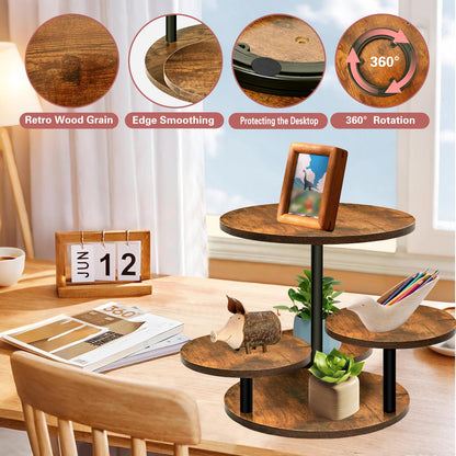 NANXITU 4 Tier Cupcake Tower Stands for 50 Cupcakes,360° Rotatable Round Cup Cake Stand with Tiered Tray,Farmhouse Wooden Dessert Table Display Stands for Wedding Birthday Baby Shower Tea Party