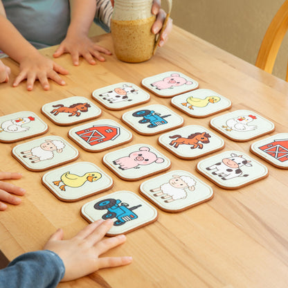 Peapod Play Felt Farm Matching Game for Toddlers – Farm Animal Memory Game & Flash Cards – Soft and Safe for Ages 1+ – Montessori Preschool Learning Activity – Educational Farm Toy for Boys & Girls
