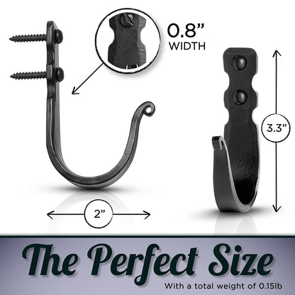 Stur-De Wrought Iron Wall Hooks – Heavy Duty Black Decorative Hooks for Hanging Coats, Bags, Hats & Towels | Rustic Metal Wall Hangers, Set of 3