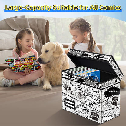 YNSZAS 10 Pack Collection Comic Book Storage Boxes, Protector Organizer 15.8" X 7.8" X 11.8" Collapsible Short Box Holds 160-180 Comic Book Heavy Duty Bin Container Holder Shelf