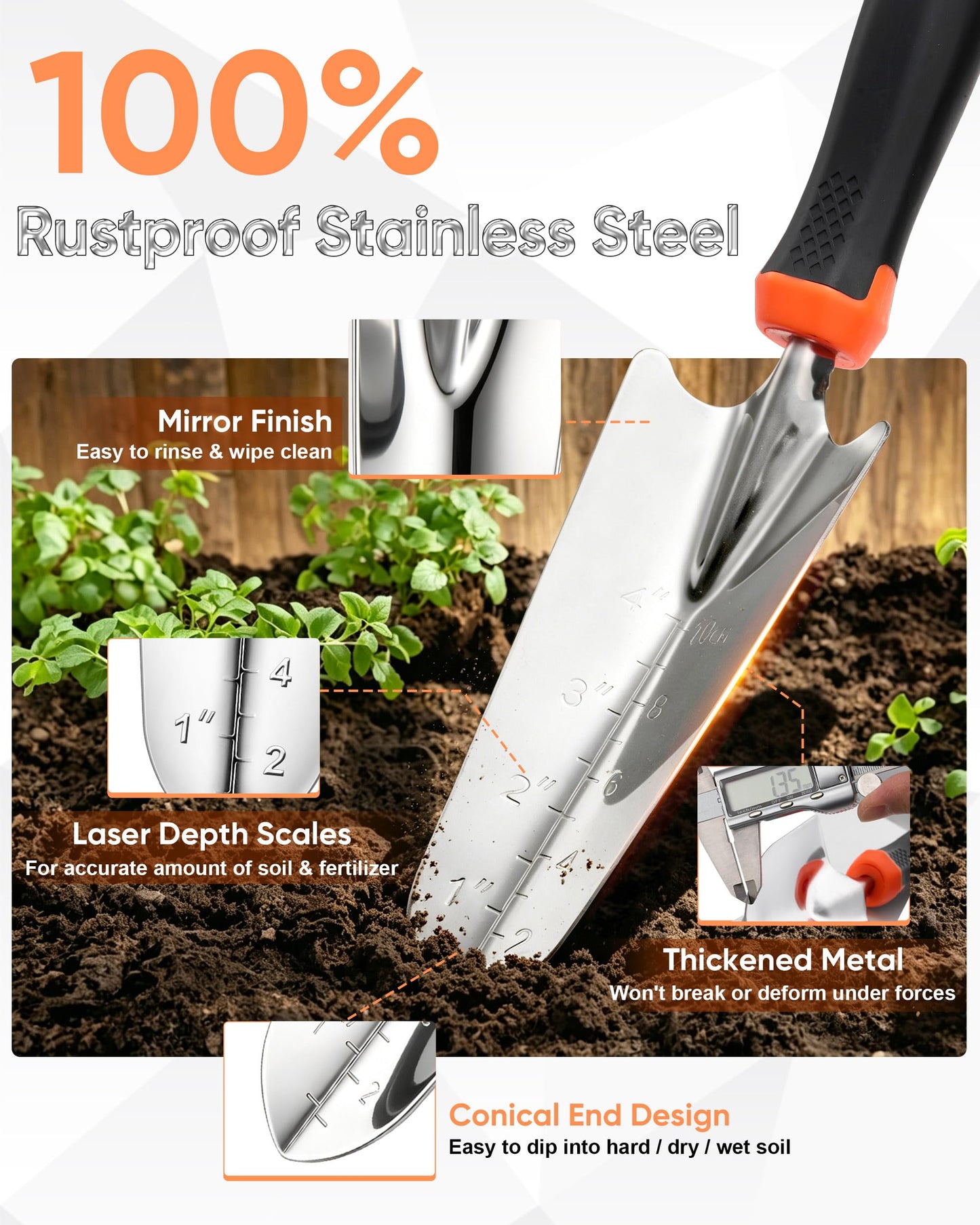 9-Piece Stainless Steel Garden Tools Set, HaSteeL Outdoors Gardening Hand Utensils Kit with Storage Bag, Rust Resistant, Heavy Duty, Gift for Women/Man/Gardeners