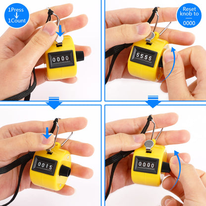 PETKNOWS Colors Handheld Tally Counter Clicker, 5 Pcs 4 Digital Number Click Counter for School Event Golf Sports Office Stadium