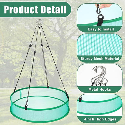 3 Pcs Bird Seed Catcher Tray for Outdoor Feeders 20" Diameter x 4" High Hanging Bird Feeder Trays to Catch Seed Catcher Spill Guard Platform Outdoor Garden Accessories(Green)