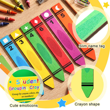 Eaasty 37 Pcs Back to School Student Grouping Crayon Talking Sticks for Classroom Crayon Flip Name Sticks with Box for Classroom Management Tool Teacher Essential Student Educational Learning Activity