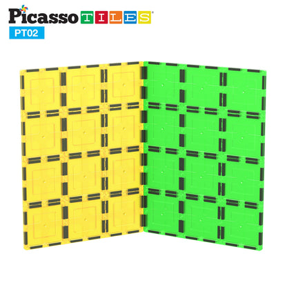 PicassoTiles Kids Toy Magnetic Building Blocks Magnet Tiles Supersized 2pc Large Stabilizer Base Jumbo XL Plate Foundation Education Construction Kit Engineering STEM Children Learning Stacking Set