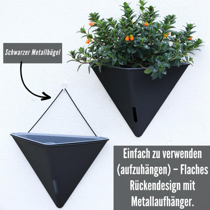 LaLaGreen Bundle- 2 Pack, 12 Inch Black Geometric Hanging Pot + 4 Pack, 12 Inch Metal Wire Basket with Coco Liner Flower Herb Plant Window Boxes Balcony Porch Modern Stylish Vase Self Watering Planter