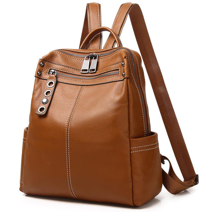 Wesccimo Genuine Leather Backpack Purse For Women Real Soft Leather Travel Fashion Designer Convertible Ladies Shoulder Bag