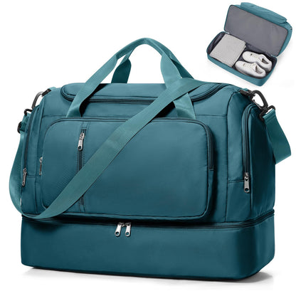 Travel Duffle Bag, Weekender Bags for Women,Carry On Overnight Personal Item Travel Bag with Shoes Compartment,Peacock Blue
