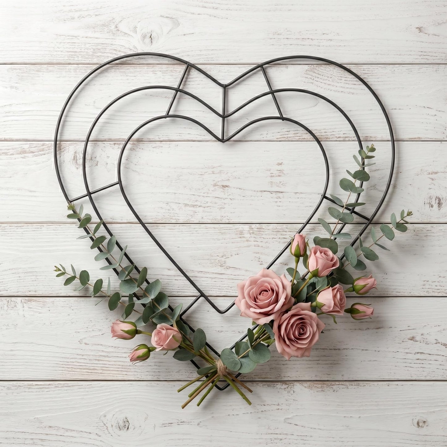 CONGARTENO 2PCS Heart Shaped Wire Wreath Frame Metal Heart Wreath Form for Valentine’S Day Wedding Floral Garland Making, Black Metal Wire DIY Craft Frame