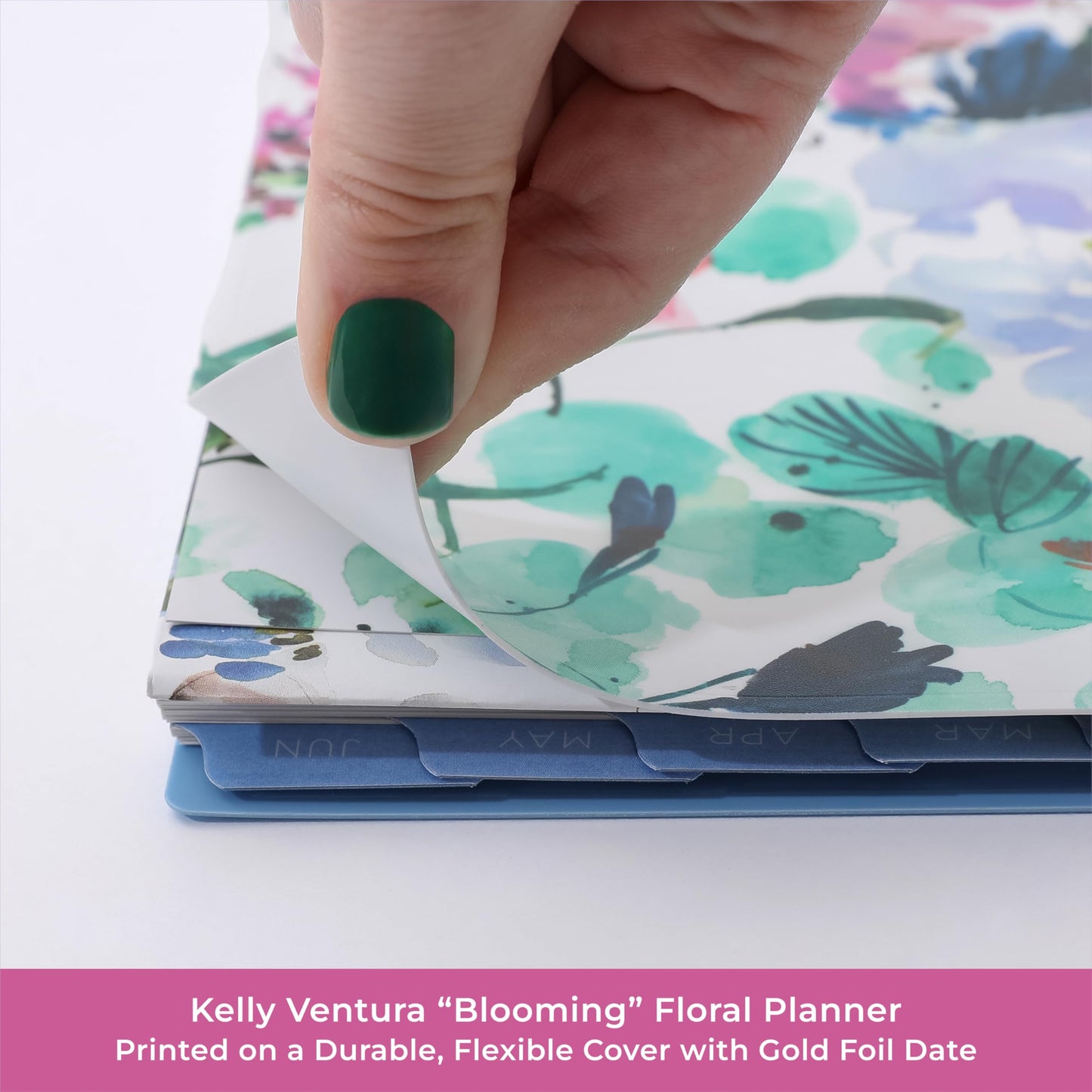 Blue Sky Kelly Ventura 2026-2027 Weekly and Monthly Academic Year Student Planning Calendar, July 2026 - June 2027, 8.5" x 11", Flexible Cover, Wirebound, Laminated Tabs, Storage Pocket, Magnetic & Snap In Book Marks, Includes Stickers, Blooming