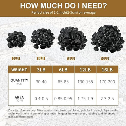 16lb Black River Rocks, 2-3 Inch Pebbles for Indoor Plants, Natural Polished Aquarium Gravel, Decorative Rocks for Outdoor Landscaping, Succulent, Garden, Vases Fillers, Bird Baths