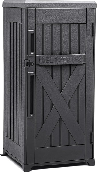 YITAHOME 60 Gallon Large Package Delivery and Storage Box, Double-Wall Resin Outdoor Package Delivery and Waterproof Deck Box for Porch, Curbside, 8.5 Cubic feet, Gray
