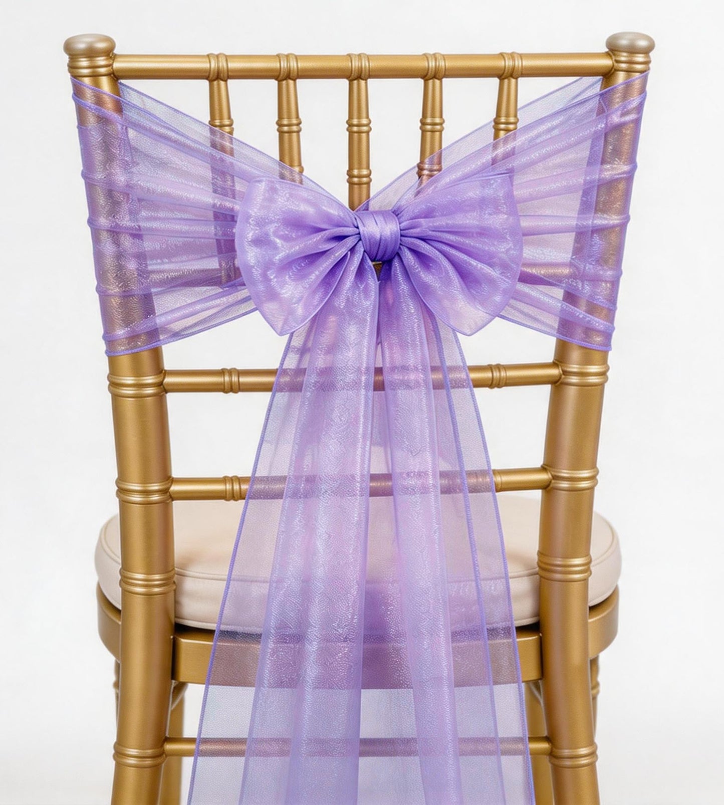 Organza Lilac Chair Sashes 50 Pack 7x108 inches Sheer Lavender Chairs Bows for Wedding Party Banquet Restaurant Anniversary Christmas Decorations Tulle Chairs Knots Ties - Light Purple