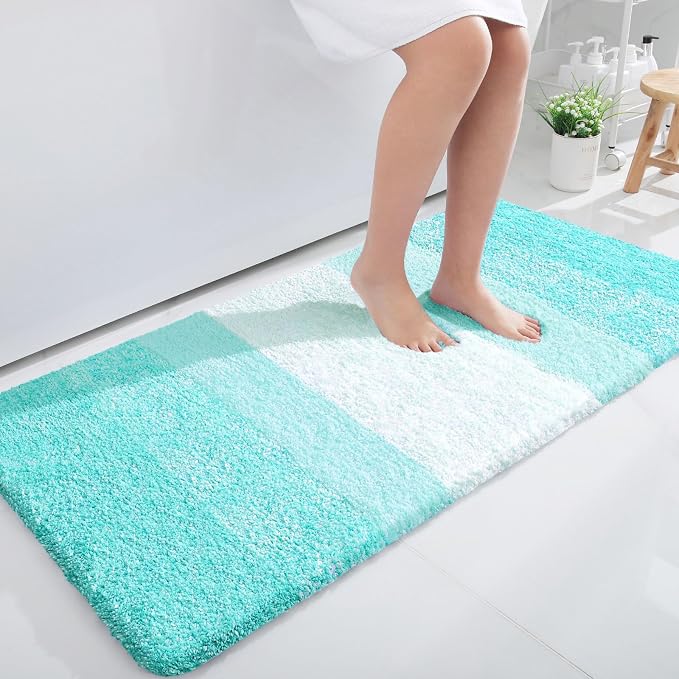OLANLY Bathroom Runner Rugs Mat 44x24, Extra Soft Absorbent Microfiber Bath Rugs, Rubber Backing, Quick Dry, Washable Long Bath Mats for Bathroom Floor, Tub and Shower, Home Decor Accessories, Teal