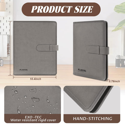 Plinyvel Travel Sketch Case & Cover: Leather Organizer Fits 5.5x8.5 Sketch Book & Spiral Pad | All-in-One Art Kit with Pencil Holder | Compact for Artists, Beginners & Travel (Gray)