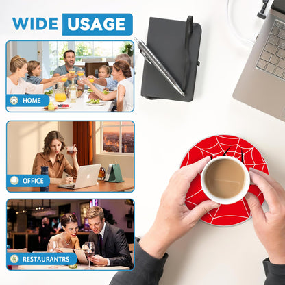 Drinks Coasters Set of 4, Cool Red Spider Round 4" Cup Coasters, Absorbent Ceramic Stone Coasters with Cork Base, Cute Coasters for Table Home Décor, Ideal Gifts for Women Men