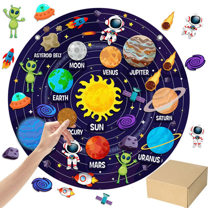 MiniInflat Felt Story Board Set Solar System Felt Story Board 2.5 Ft Outer Space Universe Storytelling Flannel Interactive Montessori Tool for Valentines Birthday Gift Space Learn (36,Solar)