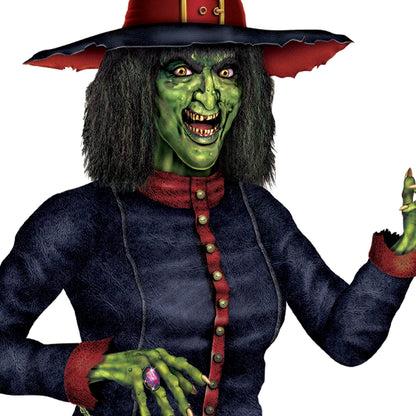 Beistle Jointed Witch Decorations – 2 Pack, Poseable Halloween Cutouts, Cardstock Paper Wall Decorations, Spooky Green Witches Holding Brooms for Haunted Houses, Parties, and Seasonal Displays, 6' 2"