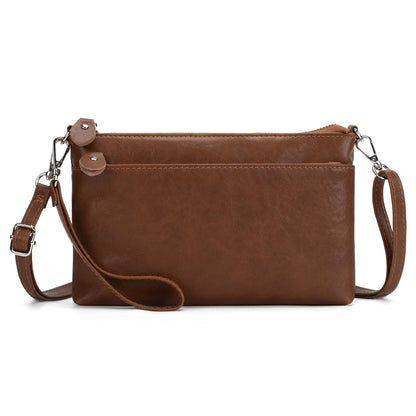 befen Leather Wristlet Wallets for Women, RFID Blocking Small Crossbody Bags, Women Leather Purses Handbags Shoulder Bag Trendy Clutch Purse with Adjustable Shoulder Strap and Wrist Strap, Brown