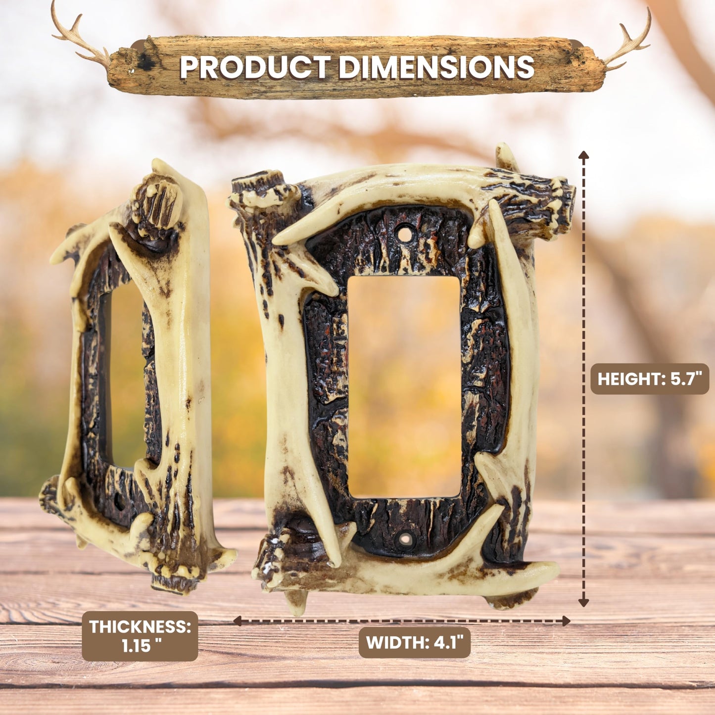 Rustic Faux Antler Single Rocker Switch Cover, Resin Wall Plate Light Panel
