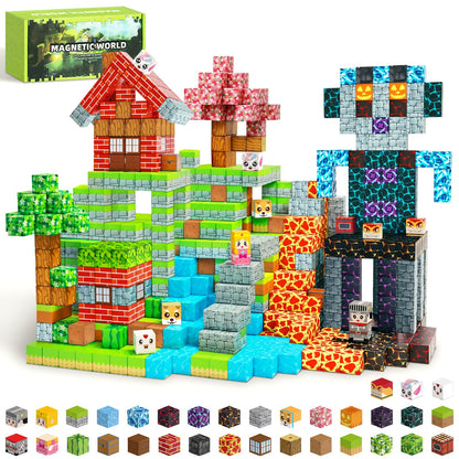 MUUHU 150PCS Magnetic Blocks - 0.8" Magnetic Building Blocks Toys for Kids Magnet Blocks Cubes Games Stem Building Toys Christmas Birthday Gifts Toys for Boys Girls 3 4 5 6 7 8 9 10 Years Old