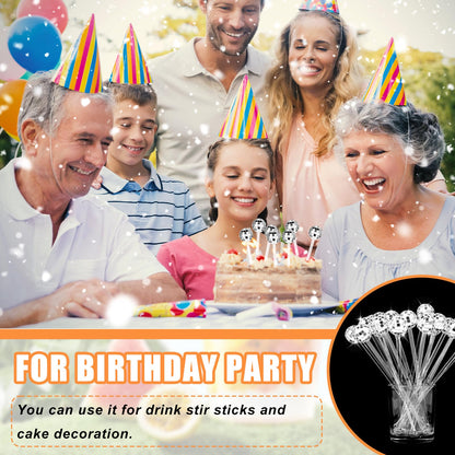 80 Pcs Disco Ball Cocktail Stirrers Plastic Round Top Swizzle Sticks Cake Pops Mirror Ball Coffee Beverage Stirrers for Home Bar Coffee Shop Use