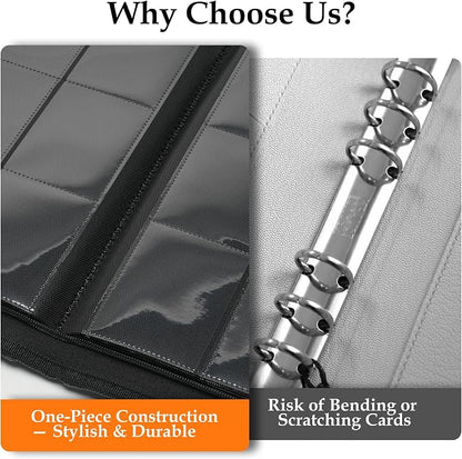 Card Binder 9 Pocket - Premium Card Collection Binder for 360 Cards, Durable Side-Loading Card Album with Zipper, Perfect for TCG, MTG, and Sports Cards, Black