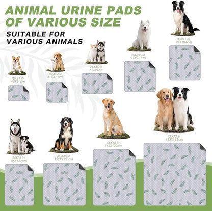 WanpeeGoo Washable Pee Pads for Dogs, 2Pack Reusable Puppy Pads, Super Absorbent & Leakproof Dog Pads, Anti-Slip Dog Pee Pads for Puppy Training & Incontinence, Leaf Pattern 36"x54"