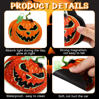 18 Pieces Halloween Magnets Decoration Glow Halloween Car Magnet Stickers Luminous Pumpkin Bat Automotive Magnetic Decorations for Halloween Party Refrigerator Door Mailbox Decor