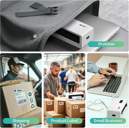iDPRT Shipping Label Printer 4x6 Bluetooth Thermal Label Printer for Small Business and Shipping Package, Support Android, iPhone, Windows, macOS, Widely Used for Amazon, Shopify, Ebay, White