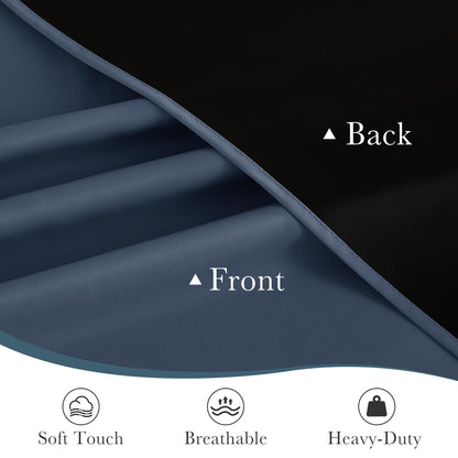 PONY DANCE Stone Blue Back Door Curtains for Door Window, 100% Blackout Dual Rod Pocket Privacy French Curtain for Kitchen, Thermal Insulated Small Window Drapes for Classroom, W25 x L40, 1 Panel