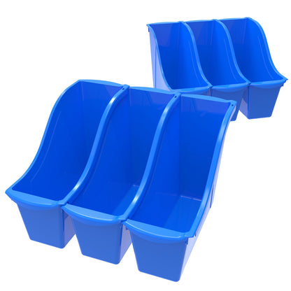 Storex Small Book Bin – Interlocking Plastic Organizer for Home, Office and Classroom, Blue, 6-Pack (71108U06C)